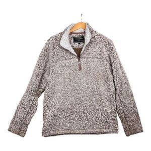 True Grit Sherpa Pullover Men's Small Brown 1/2 Zip Fleece Jacket Cozy